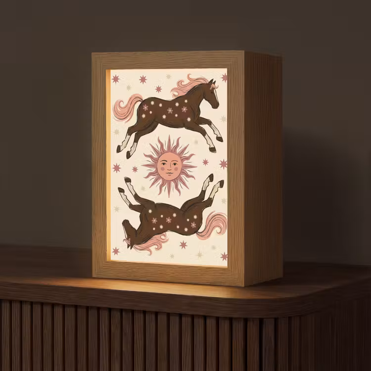Gepersonaliseerde Lightbox - Paard - Zon - Mystiek - Illustratie - Roze — 1