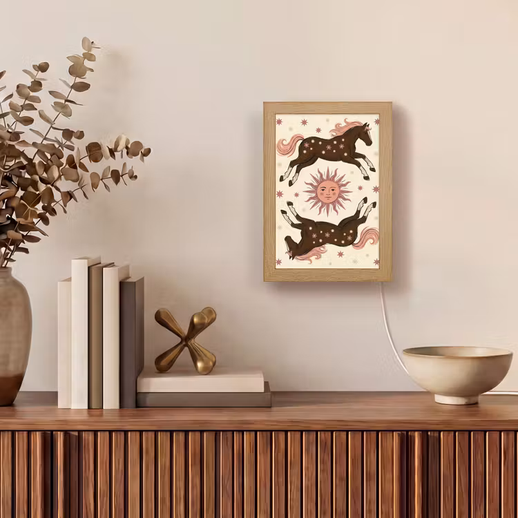 Gepersonaliseerde Lightbox - Paard - Zon - Mystiek - Illustratie - Roze — 4