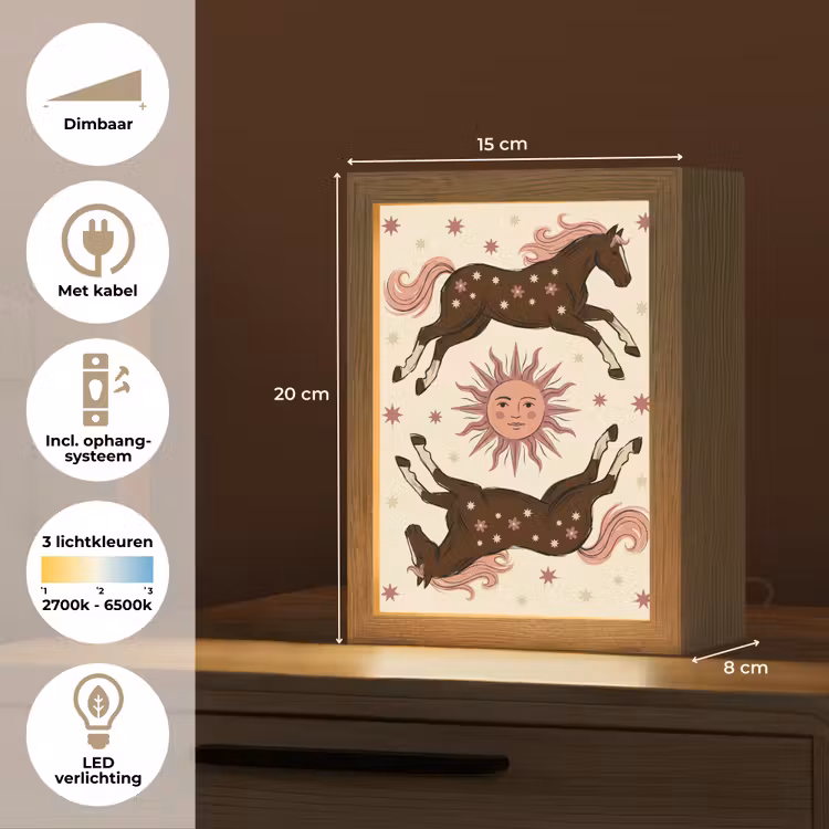 Gepersonaliseerde Lightbox - Paard - Zon - Mystiek - Illustratie - Roze — 7