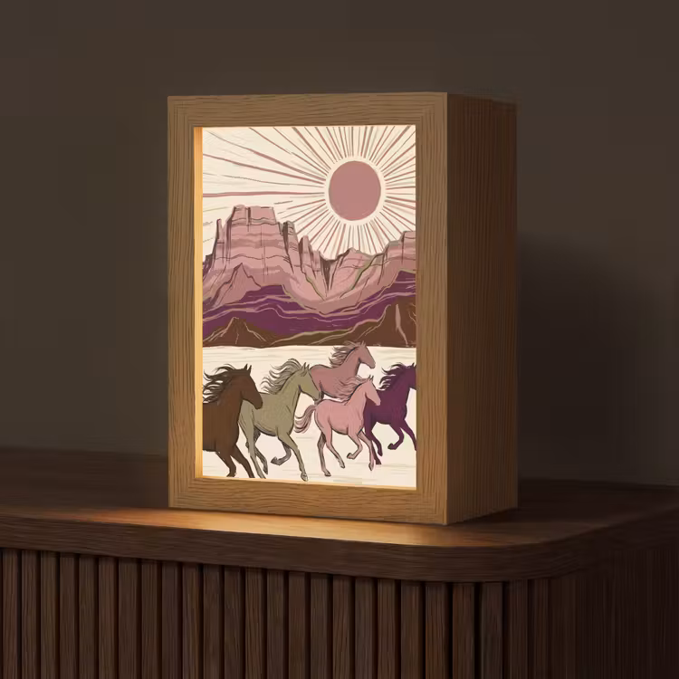 Gepersonaliseerde Lightbox - Paarden - Rennend - Woestijn - Natuur - Abstract — 1