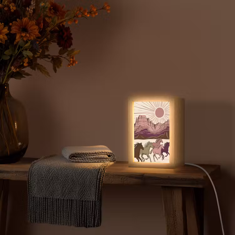 Gepersonaliseerde Lightbox - Paarden - Rennend - Woestijn - Natuur - Abstract — 3