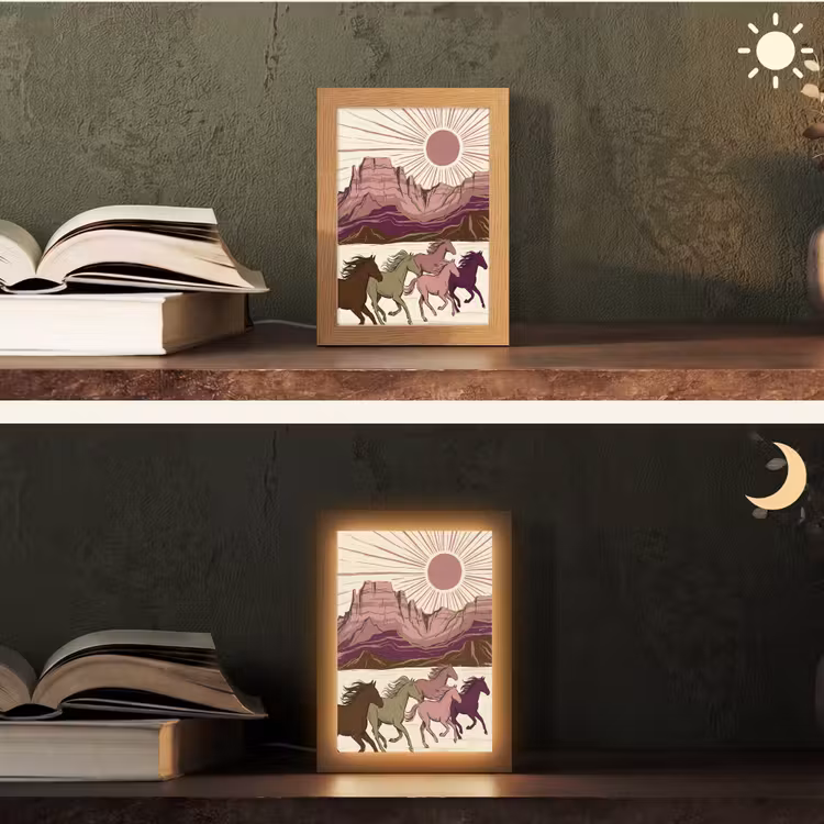 Gepersonaliseerde Lightbox - Paarden - Rennend - Woestijn - Natuur - Abstract — 5