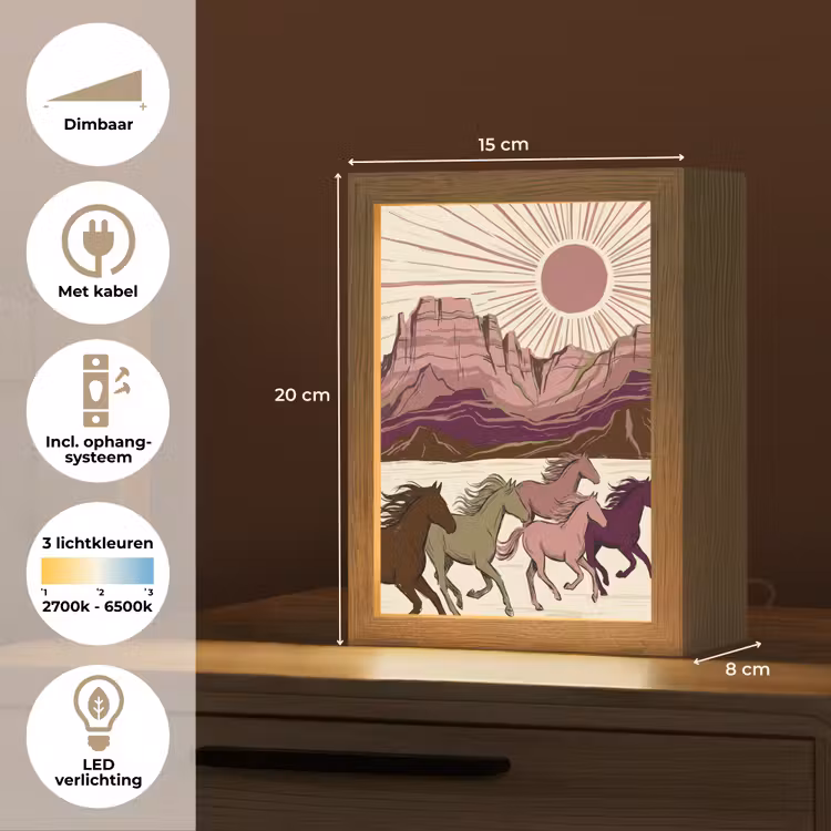 Gepersonaliseerde Lightbox - Paarden - Rennend - Woestijn - Natuur - Abstract — 7