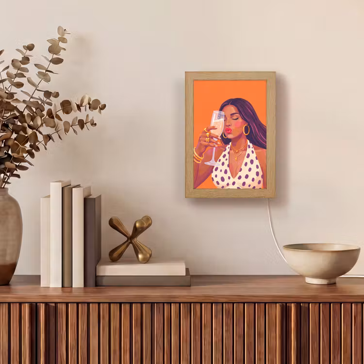 Gepersonaliseerde Lightbox - Vrouw - Champagne - Feest - Modern - Oranje — 4