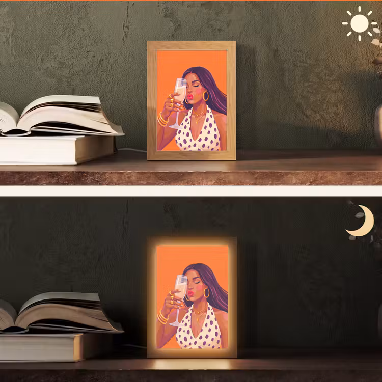 Gepersonaliseerde Lightbox - Vrouw - Champagne - Feest - Modern - Oranje — 5