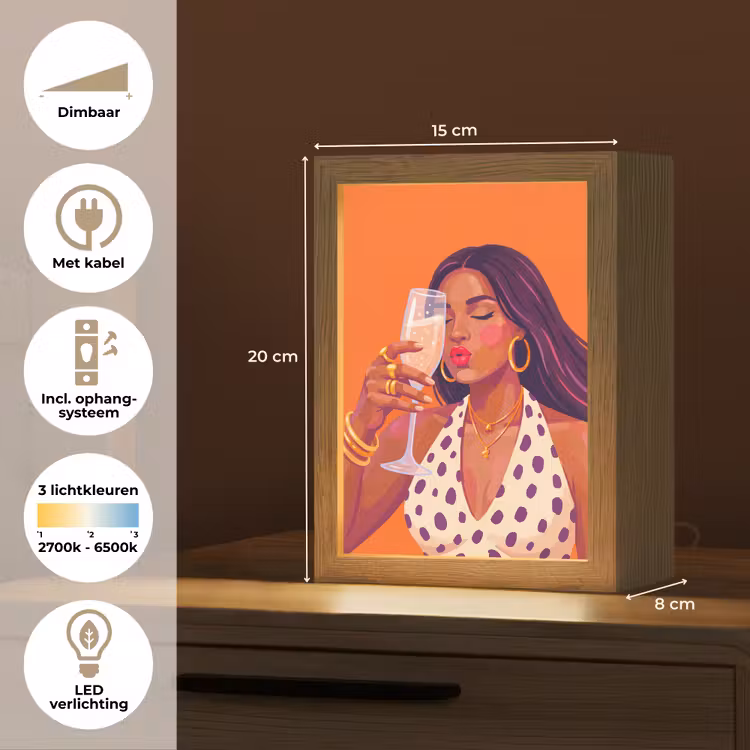 Gepersonaliseerde Lightbox - Vrouw - Champagne - Feest - Modern - Oranje — 7
