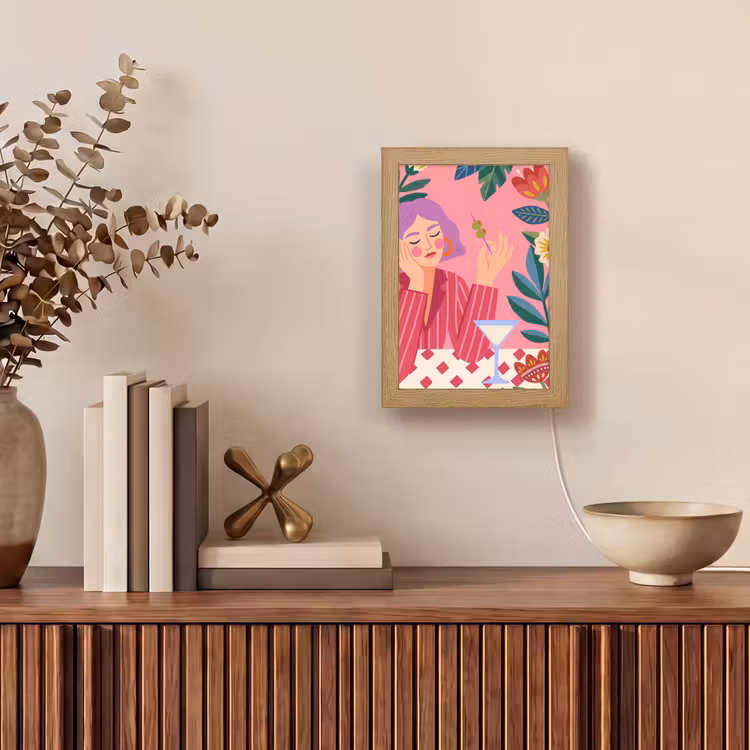 Gepersonaliseerde Lightbox - Vrouw - Cocktail - Bloemen - Modern - Roze — 4