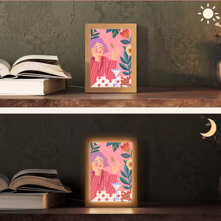 Gepersonaliseerde Lightbox - Vrouw - Cocktail - Bloemen - Modern - Roze — 5