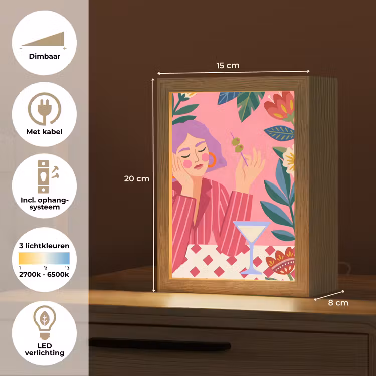 Gepersonaliseerde Lightbox - Vrouw - Cocktail - Bloemen - Modern - Roze — 7