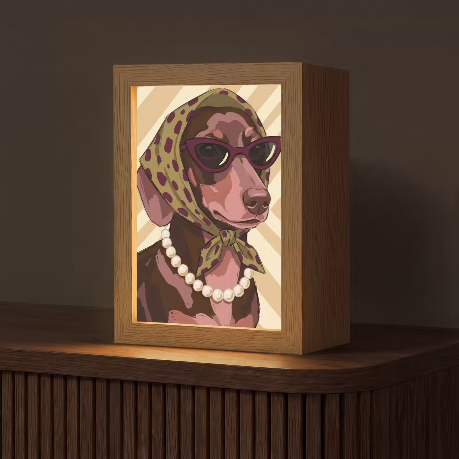 Gepersonaliseerde Lightbox - Hond - Zonnebril - Hoofddoek - Dieren - Modern — 1