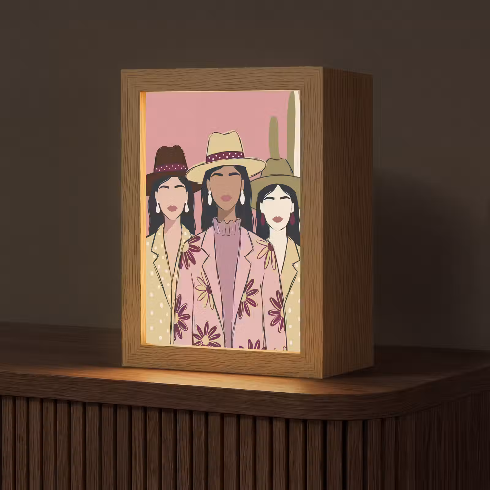 Gepersonaliseerde Lightbox - Mensen - Hoeden - Abstract - Roze - Portret — 1