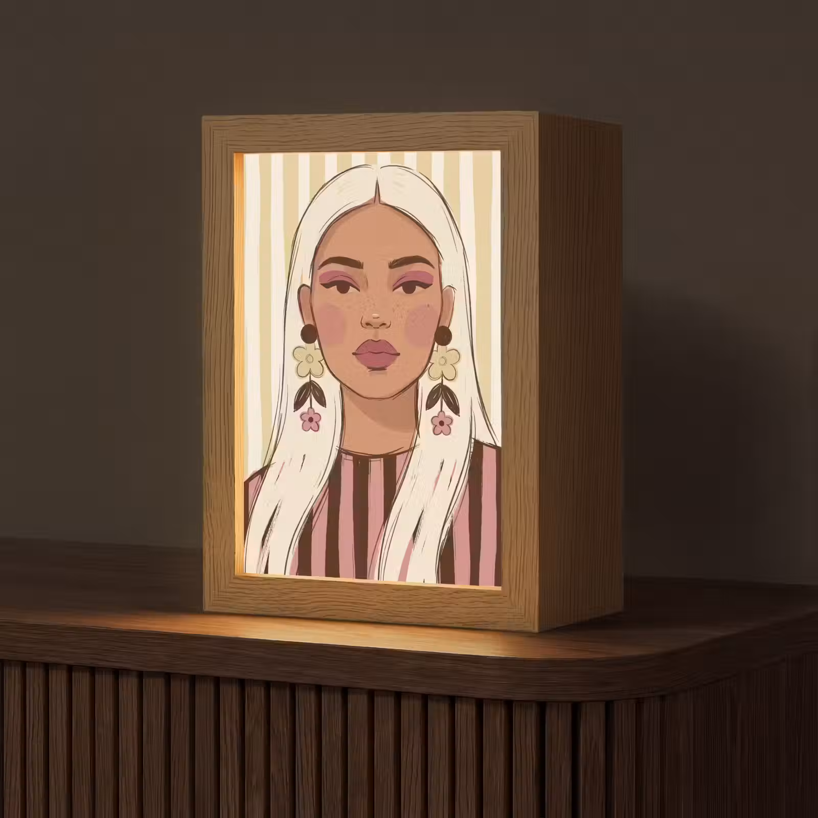 Gepersonaliseerde Lightbox - Vrouw - Portret - Illustratie - Modern - Roze — 1