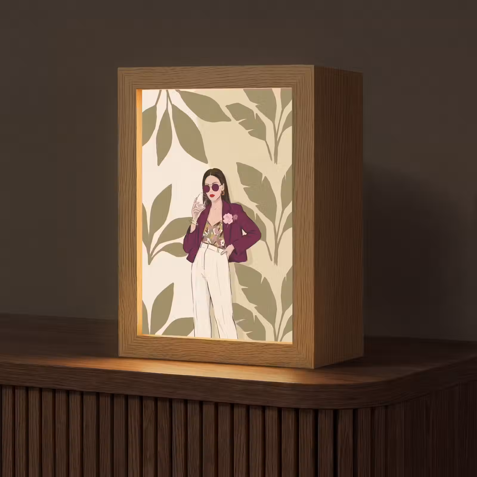 Gepersonaliseerde Lightbox - Vrouw - Wijn - Portret - Mode - Modern — 1
