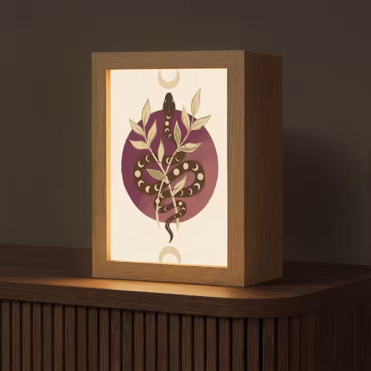 Gepersonaliseerde Lightbox - Dieren - Slang - Maan - Mystiek - Abstract — 1