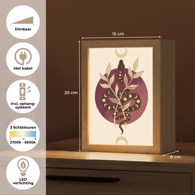 Gepersonaliseerde Lightbox - Dieren - Slang - Maan - Mystiek - Abstract — 7