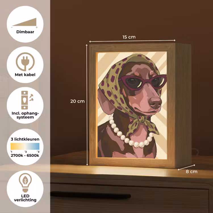 Gepersonaliseerde Lightbox - Hond - Zonnebril - Hoofddoek - Dieren - Modern — 7