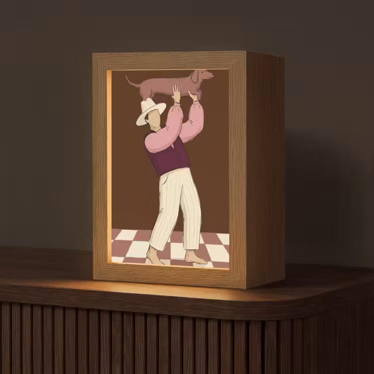 Gepersonaliseerde Lightbox - Mens - Hond - Dieren - Abstract - Roze — 1