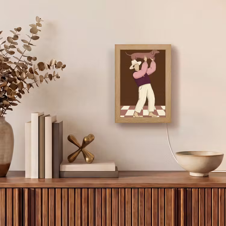 Gepersonaliseerde Lightbox - Mens - Hond - Dieren - Abstract - Roze — 4