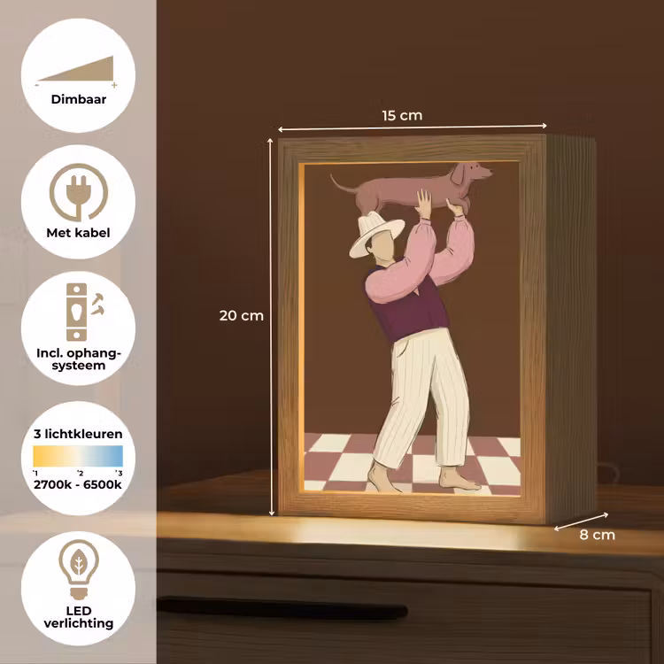 Gepersonaliseerde Lightbox - Mens - Hond - Dieren - Abstract - Roze — 7