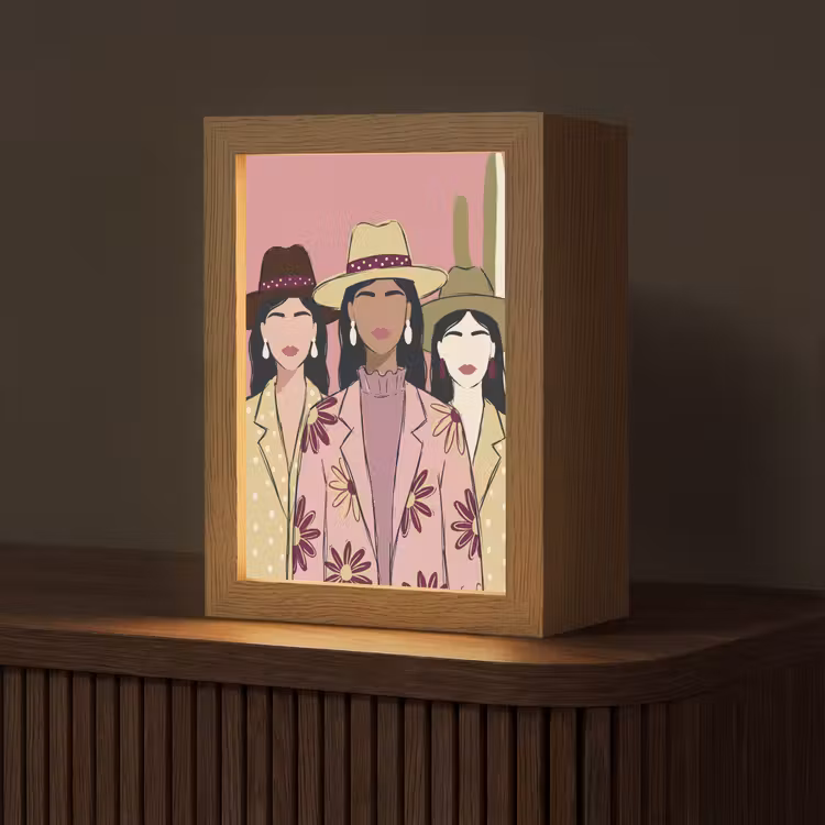 Gepersonaliseerde Lightbox - Mensen - Hoeden - Abstract - Roze - Portret — 1