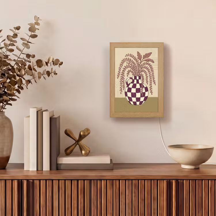 Gepersonaliseerde Lightbox - Vaas - Geruit - Planten - Modern - Paars — 4