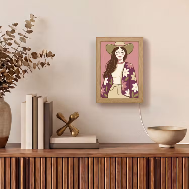 Gepersonaliseerde Lightbox - Vrouw - Hoed - Portret - Illustratie - Roze — 4