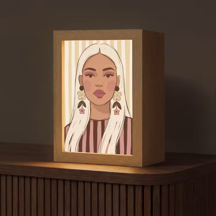 Gepersonaliseerde Lightbox - Vrouw - Portret - Illustratie - Modern - Roze — 1