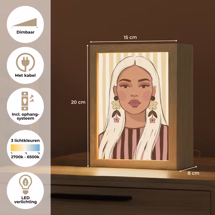 Gepersonaliseerde Lightbox - Vrouw - Portret - Illustratie - Modern - Roze — 7