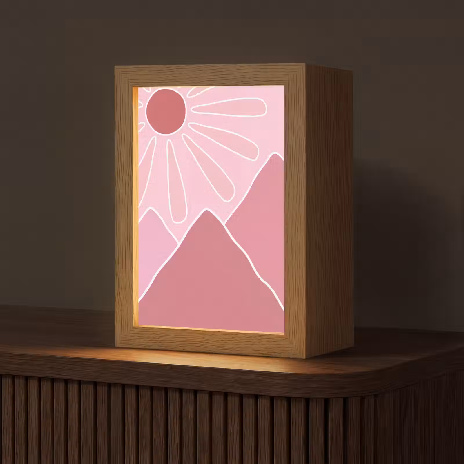 Gepersonaliseerde Lightbox - Zon - Bergen - Natuur - Abstract - Roze — 1