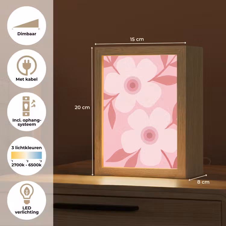 Gepersonaliseerde Lightbox - Bloemen - Abstract - Modern - Roze - Natuur — 7