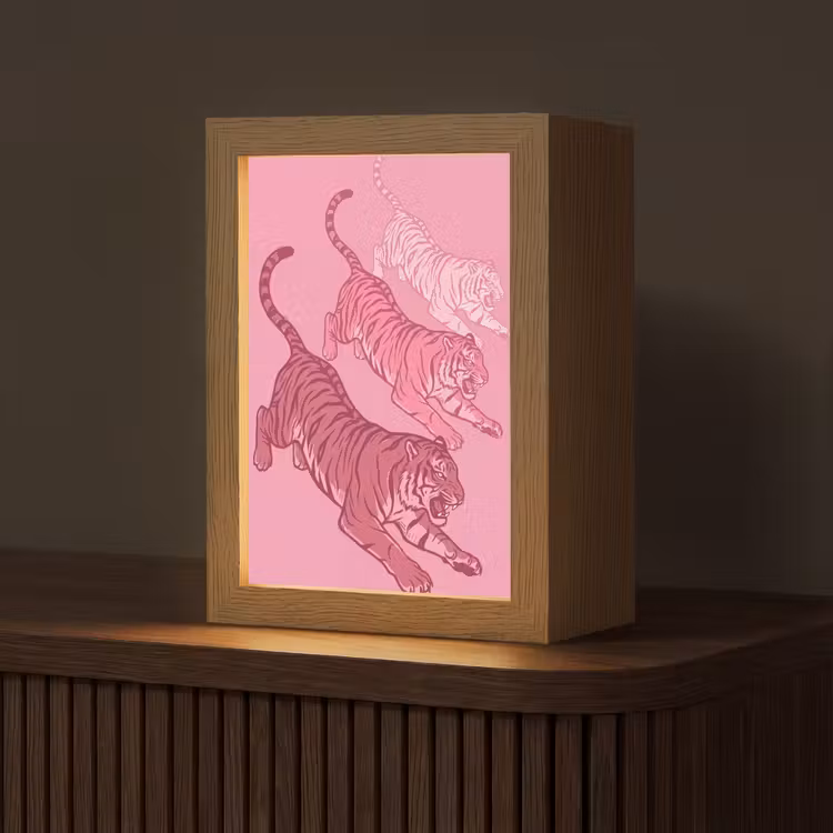 Gepersonaliseerde Lightbox - Kat - Springend - Dieren - Roze - Modern — 1