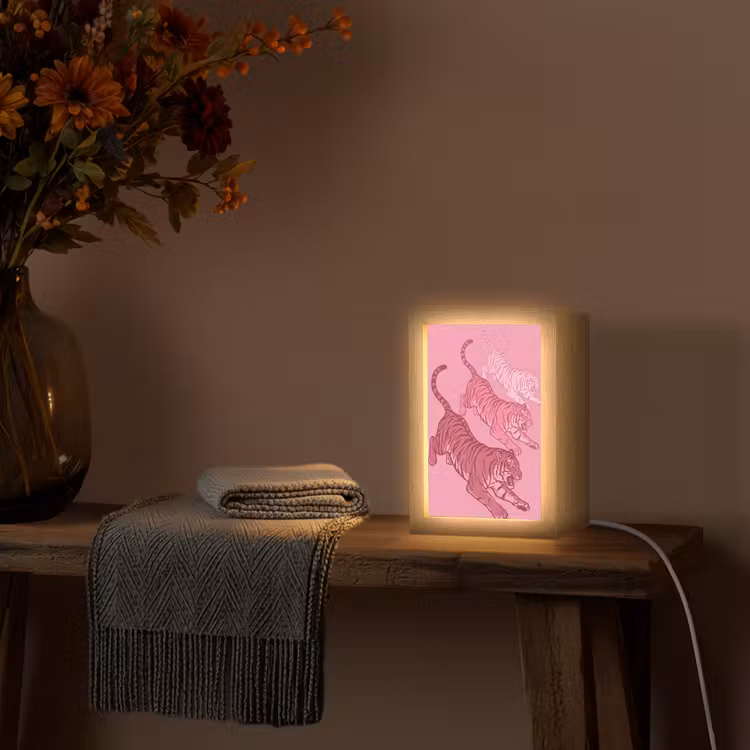 Gepersonaliseerde Lightbox - Kat - Springend - Dieren - Roze - Modern — 3
