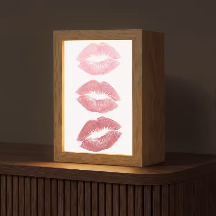 Gepersonaliseerde Lightbox - Lippen - Kusafdruk - Roze - Modern - Abstract — 1