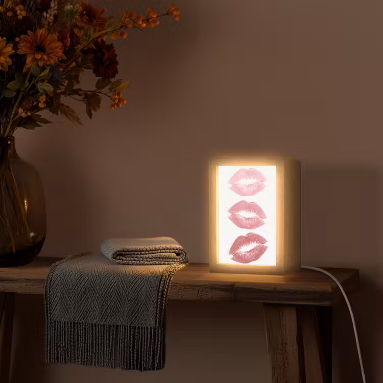 Gepersonaliseerde Lightbox - Lippen - Kusafdruk - Roze - Modern - Abstract — 3