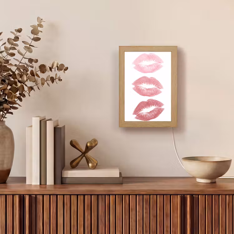 Gepersonaliseerde Lightbox - Lippen - Kusafdruk - Roze - Modern - Abstract — 4