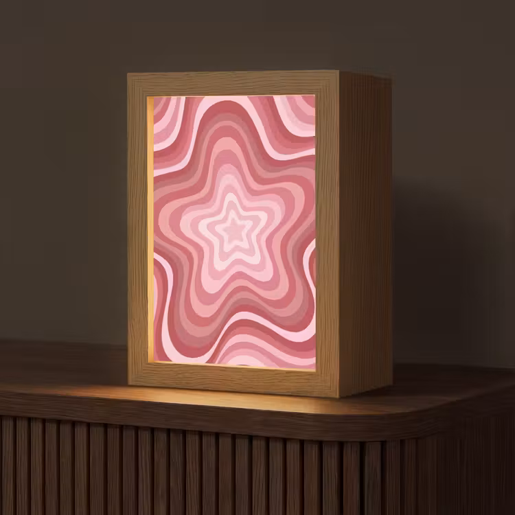 Gepersonaliseerde Lightbox - Ster - Golvend - Abstract - Roze — 1