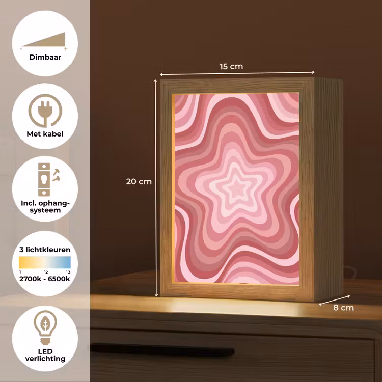 Gepersonaliseerde Lightbox - Ster - Golvend - Abstract - Roze — 7