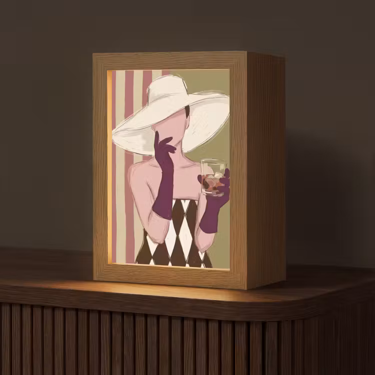 Gepersonaliseerde Lightbox - Vrouw - Hoed - Mode - Abstract - Kleurrijk — 1