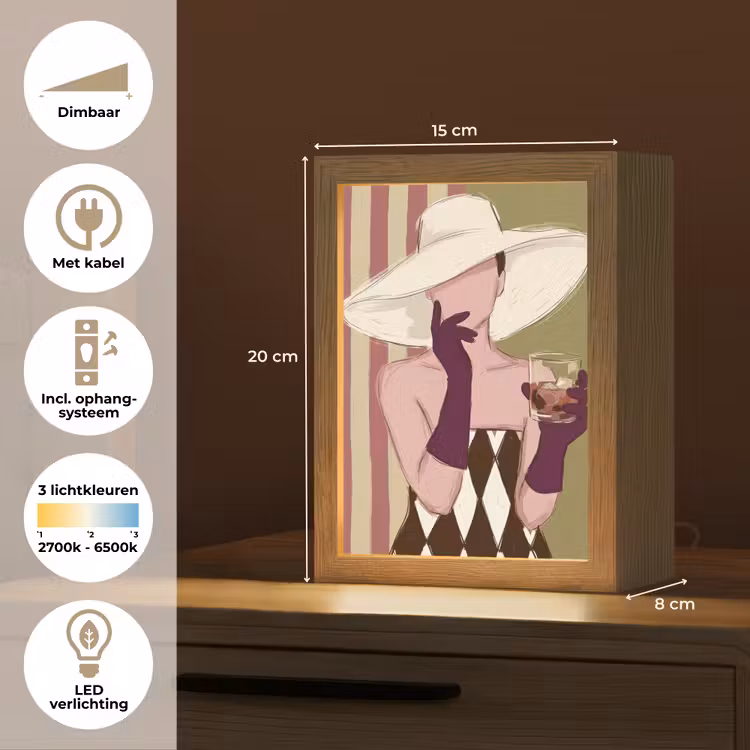 Gepersonaliseerde Lightbox - Vrouw - Hoed - Mode - Abstract - Kleurrijk — 7
