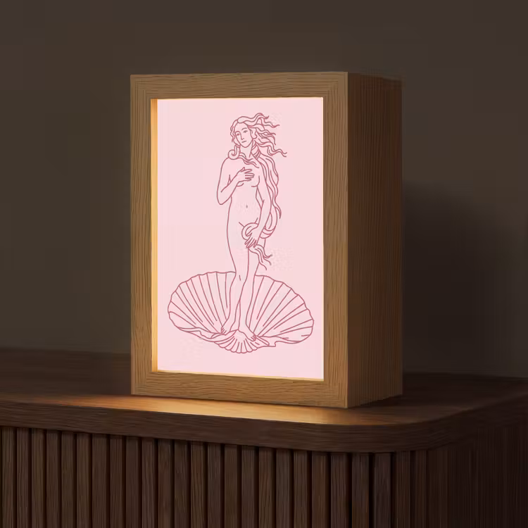 Gepersonaliseerde Lightbox - Vrouw - Schelp - Kunst - Lijntekening - Roze — 1