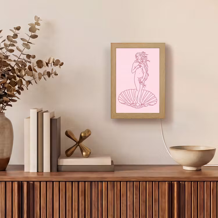 Gepersonaliseerde Lightbox - Vrouw - Schelp - Kunst - Lijntekening - Roze — 4