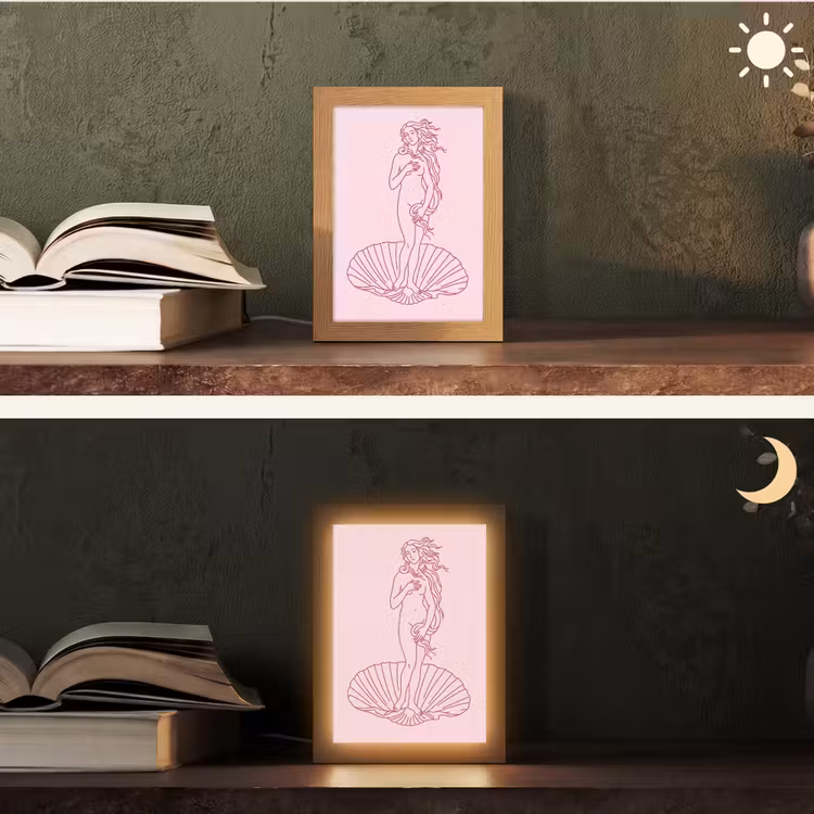Gepersonaliseerde Lightbox - Vrouw - Schelp - Kunst - Lijntekening - Roze — 5