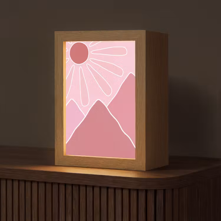 Gepersonaliseerde Lightbox - Zon - Bergen - Natuur - Abstract - Roze — 1