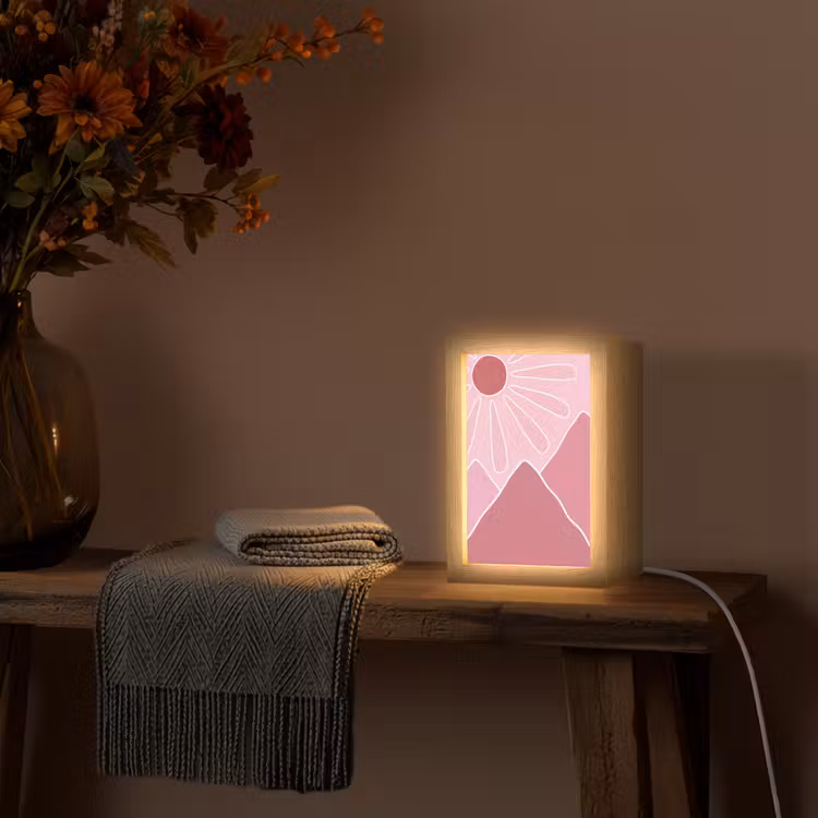 Gepersonaliseerde Lightbox - Zon - Bergen - Natuur - Abstract - Roze — 3