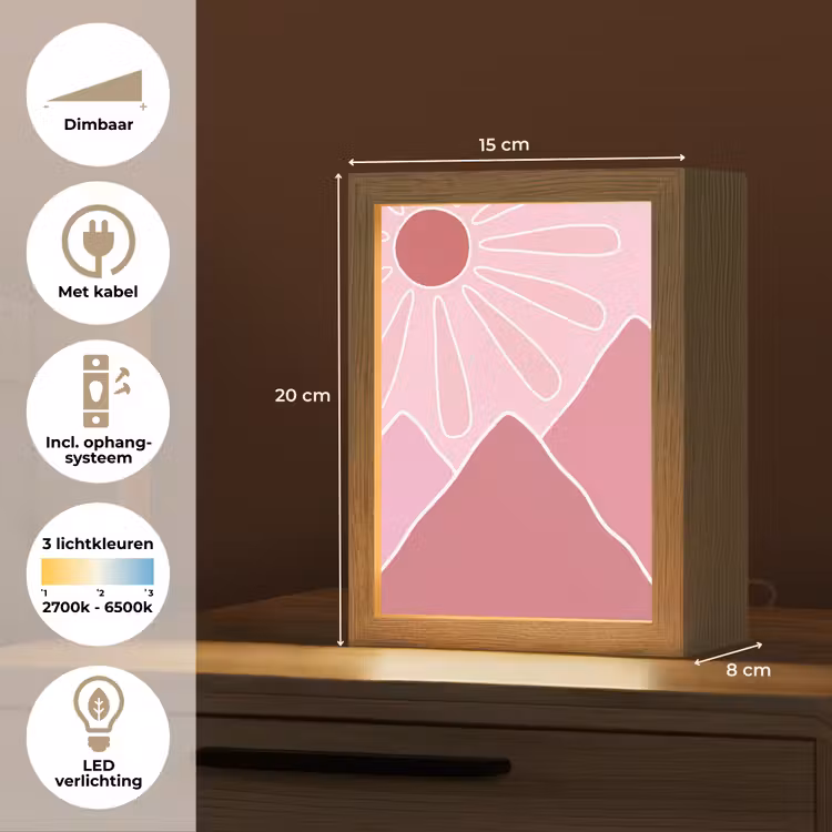 Gepersonaliseerde Lightbox - Zon - Bergen - Natuur - Abstract - Roze — 7