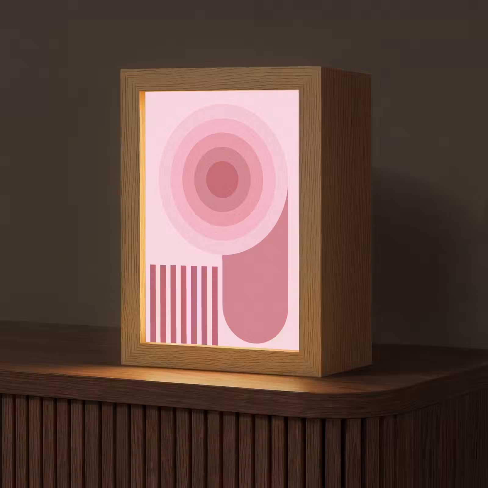 Gepersonaliseerde Lightbox - Abstract - Cirkels - Strepen - Modern - Roze — 1