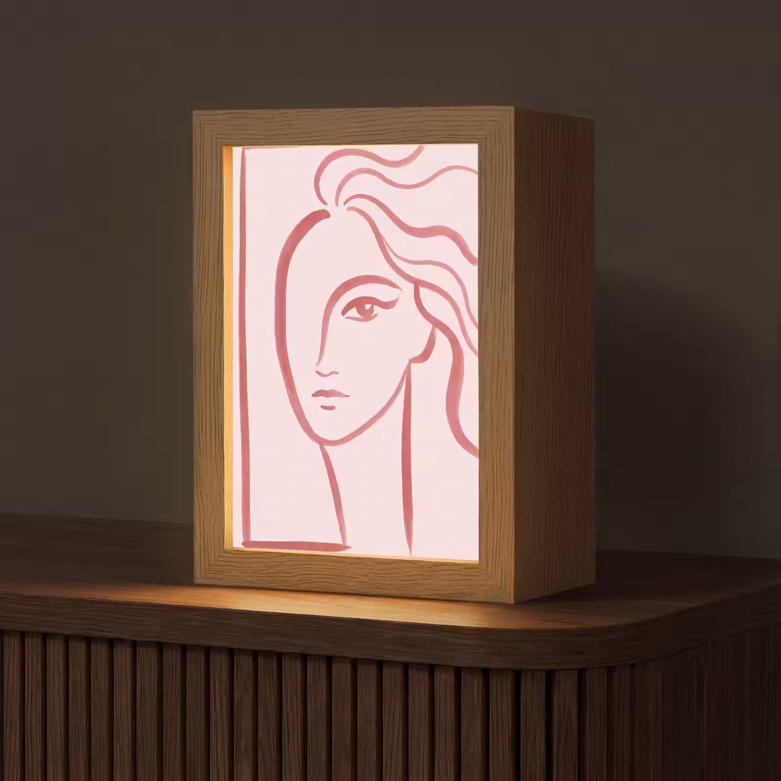 Gepersonaliseerde Lightbox - Vrouw - Portret - Abstract - Lijnkunst - Rood — 1