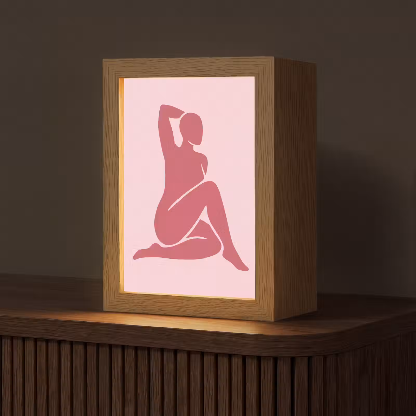 Gepersonaliseerde Lightbox - Vrouw - Silhouet - Abstract - Modern - Roze — 1