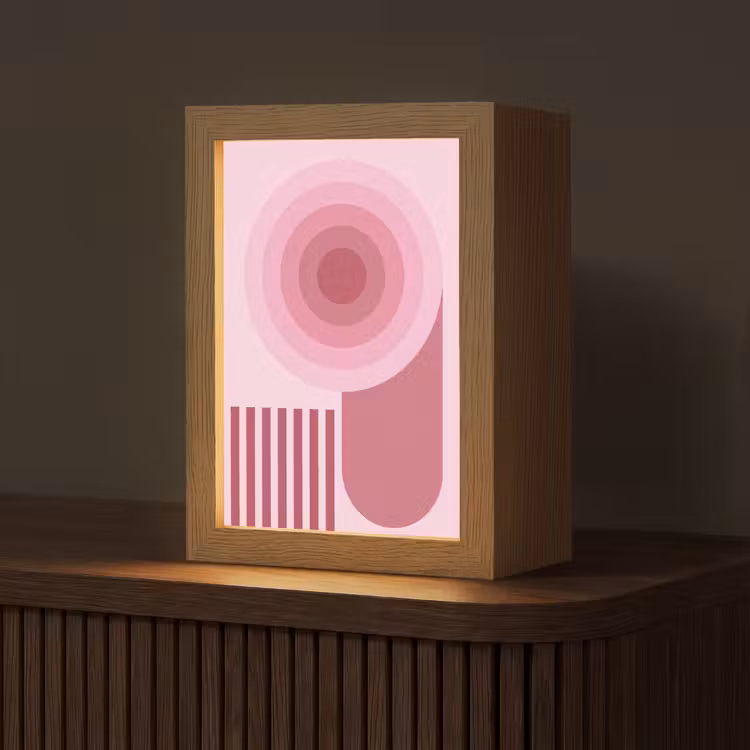 Gepersonaliseerde Lightbox - Abstract - Cirkels - Strepen - Modern - Roze — 1