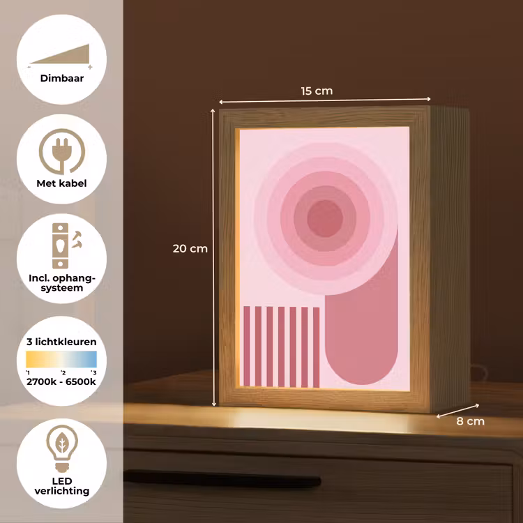 Gepersonaliseerde Lightbox - Abstract - Cirkels - Strepen - Modern - Roze — 7